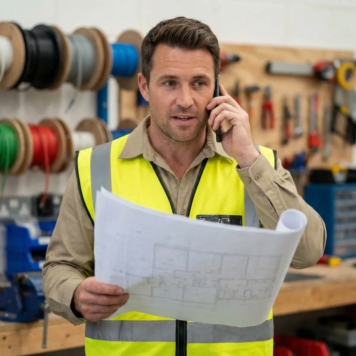 Electrician working on residential wiring