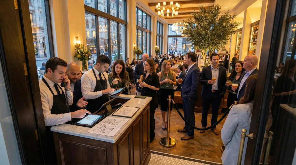 Restaurant interior during service