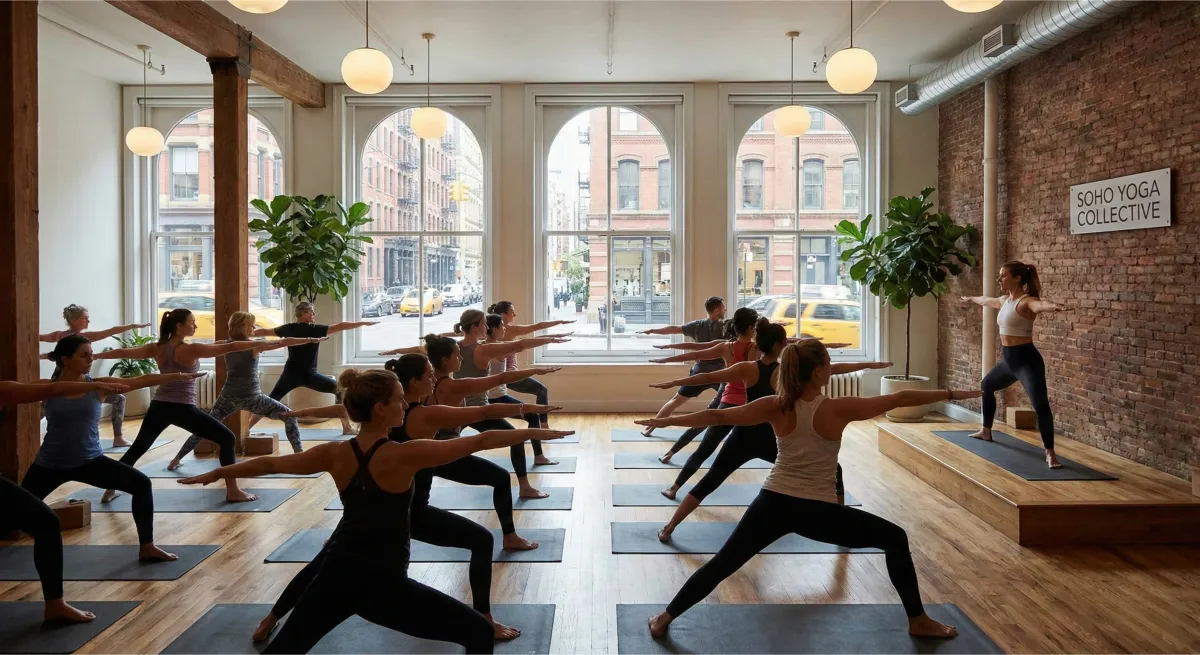 AI receptionist managing yoga studio inquiries with instant booking